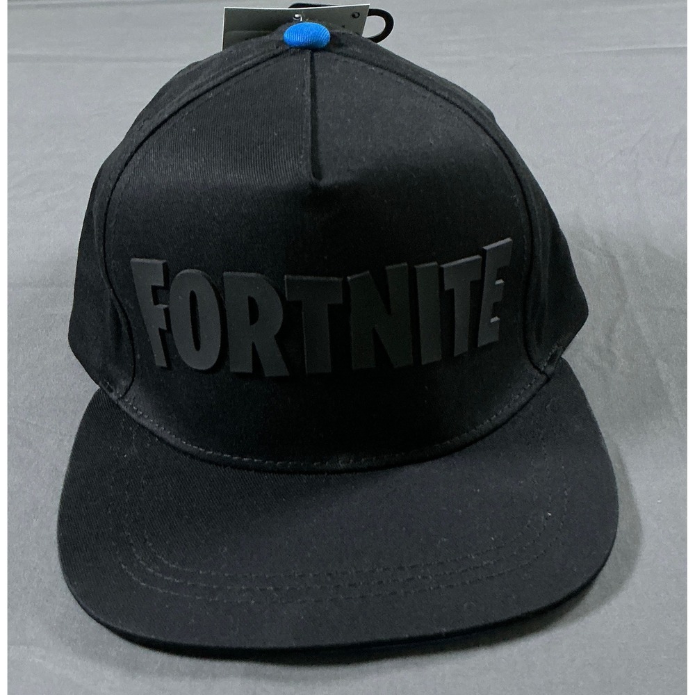 Fortnite Snapback Hat Black Blue Raised Logo Adjustable Gaming Baseball Cap NWT